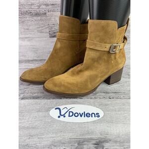 Rag & Bone Womens Suede Ankle Boots Size 5.5 Cognac Color With Buckle